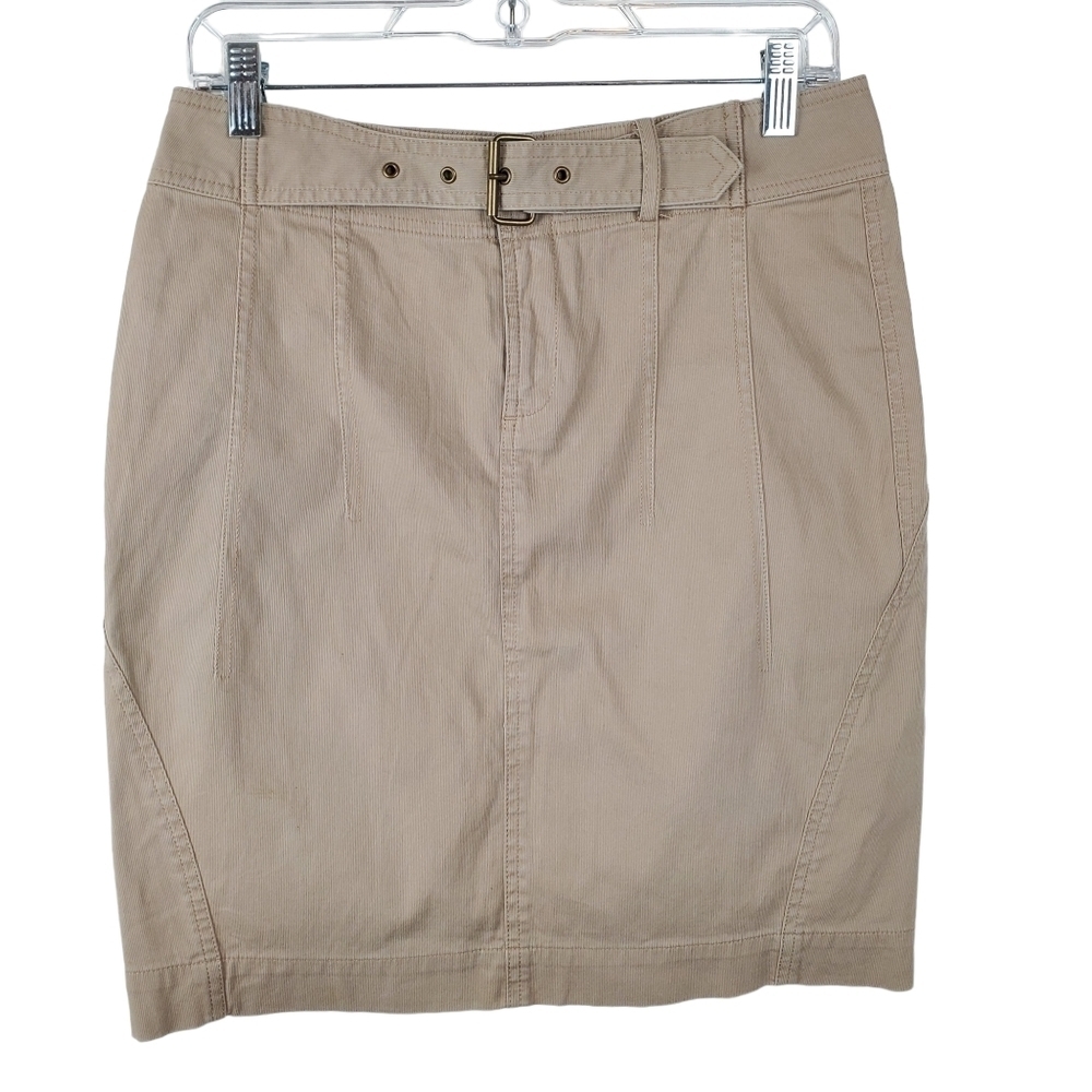 Vintage Club Monaco Pencil Skirt Size 4‎ Tan woven Belted Back Slit